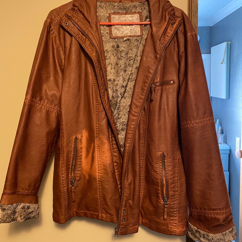 Plus size faux leather jacket